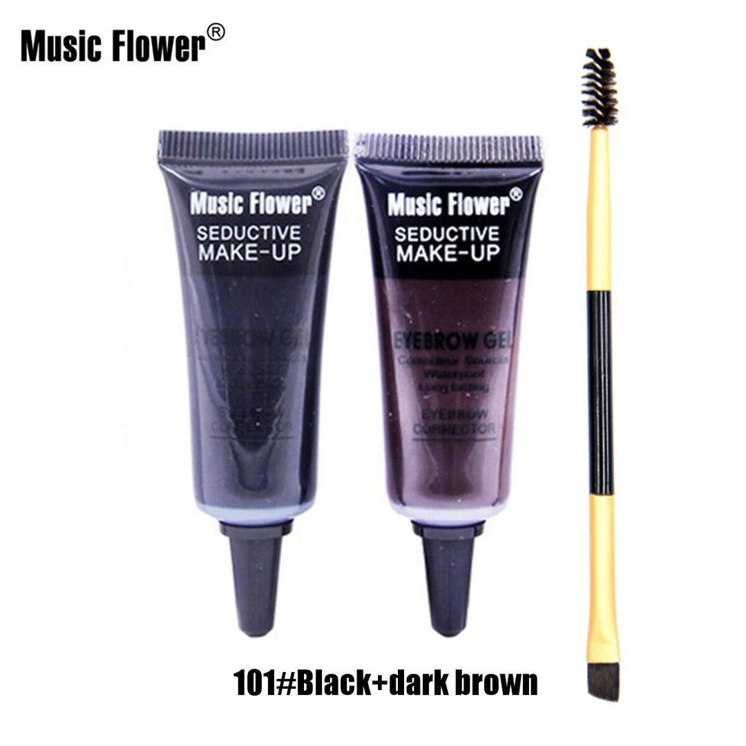 Music Flower 2 Color Eyebrow Gel Eye Brow Enhancers Waterproof Makeup Brush Set - MRSLM