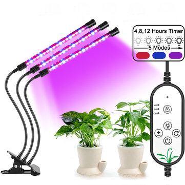 1/2/3 Head Dimmable Clip LED Bonsai Plants Grow Lamp 360 Fexible Goosenecks IP66 Waterproof 3 Timer Mode Growing Light for Greenhouse Hydroponics - MRSLM