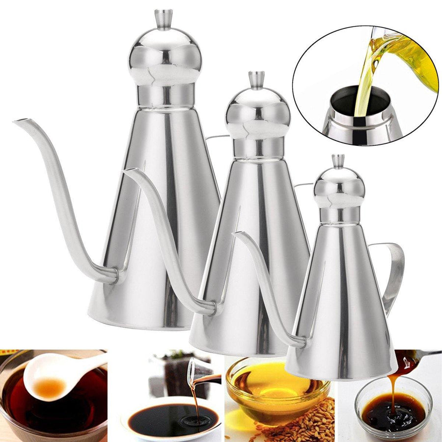 0.35L/0.5L/1L Stainless Steel Olive Oil Vinegar Dispenser Jar Kitchen Bottles Pot - MRSLM