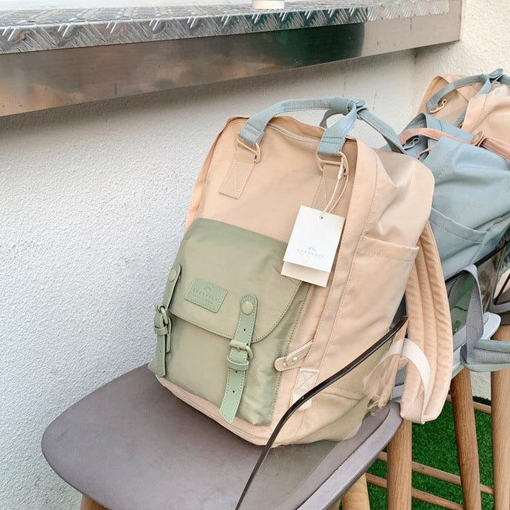 Student Waterproof Nylon Backpack, Classic Natural Macarons - MRSLM