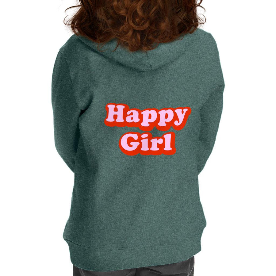 Happy Girl Toddler Full-Zip Hoodie - Graphic Toddler Hoodie - Cute Design Kids' Hoodie - MRSLM