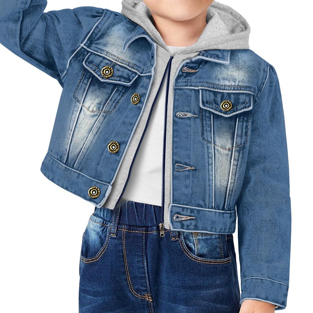 Funny Quote Toddler Hooded Denim Jacket - Cool Jean Jacket - Colorful Denim Jacket for Kids - MRSLM