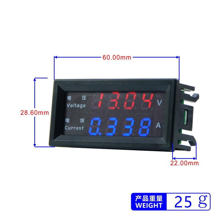 M4430 Mini Digital Voltmeter Ammeter DC 100V / DC 200V 10A Panel Amp Volt Voltage Current Meter Tester Detector with Dual LED Display - MRSLM