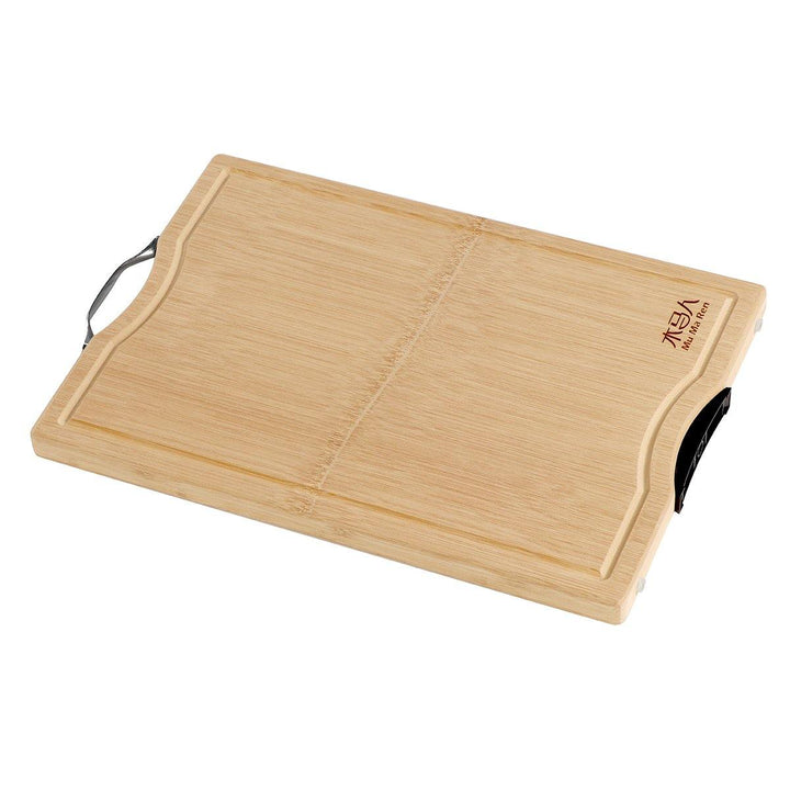MUMAREN Bamboo Cutting Board Kitchen Serving Chopping Boards Large Wood Stand 3 Sizes - MRSLM