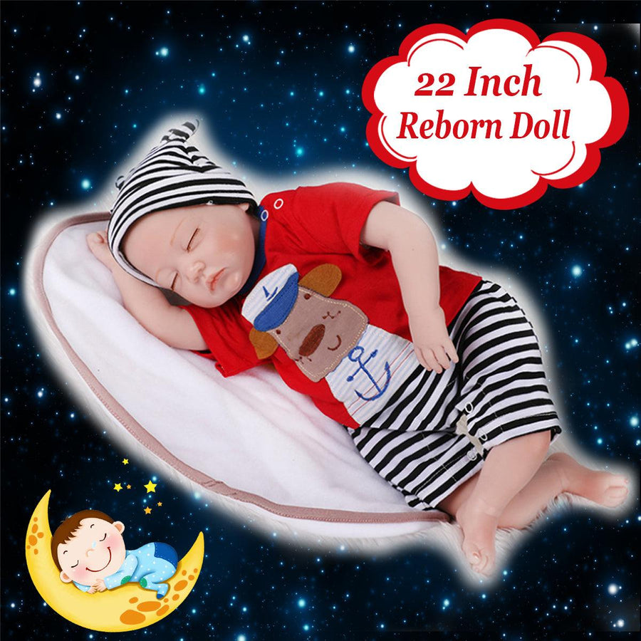Silicone 22inch Reborn Dolls Baby Lifelike Baby Newborn Doll Handmade Gift - MRSLM