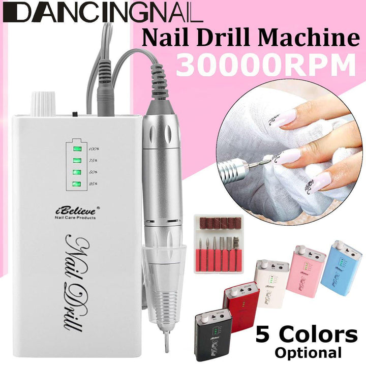 30000RPM Rechargeable Electric Nail Drill Machine Cordless Manicure Pedicure Machine - MRSLM