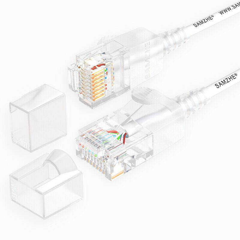 SAMZHE 0.5~5M 10Gbps Ultrafine CAT6A White Ethernet Patch Cable Slim LAN Networking Cable - MRSLM