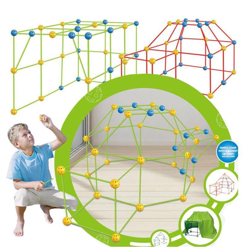 Kids Construction Fort Building Castles Plastic Inserted Assembled Blocks 3D Play House Tunnels Toy Educational Toys DIY Tent - MRSLM