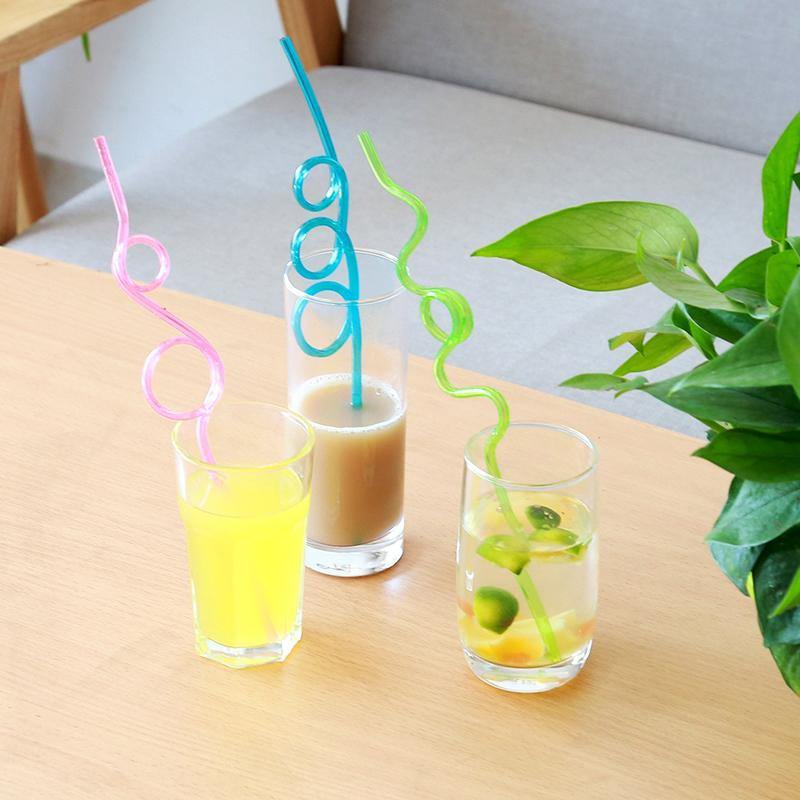 HONANA CF-ST01 Colorful Crazy Curly Loop Plastic Drinking Straws For Birthday Party Bar - MRSLM