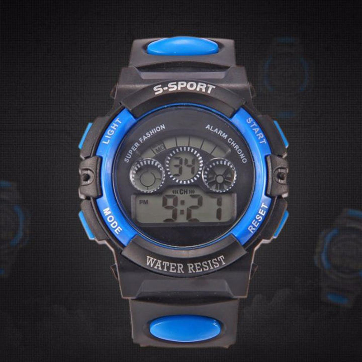 Waterproof Children LED Digital Display Alarm Date Luminous Sports Wrist Watch - MRSLM