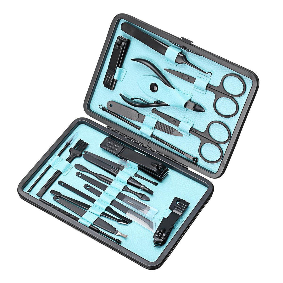 20PCS/Set Stainless Steel Manicure Pedicure Tool Nail Clipper Set Grooming Kit - MRSLM