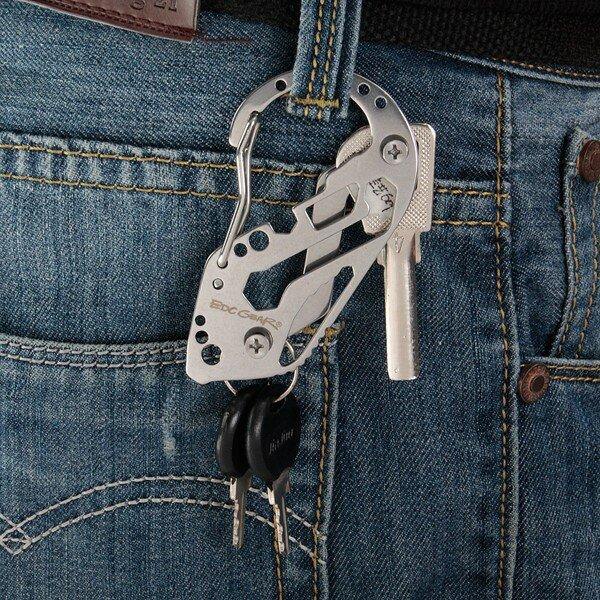 DANIU EDC Multi Pocket Tool Carabiner Screwdriver Wrench Gear Key Holder Clip Folder Keychain - MRSLM