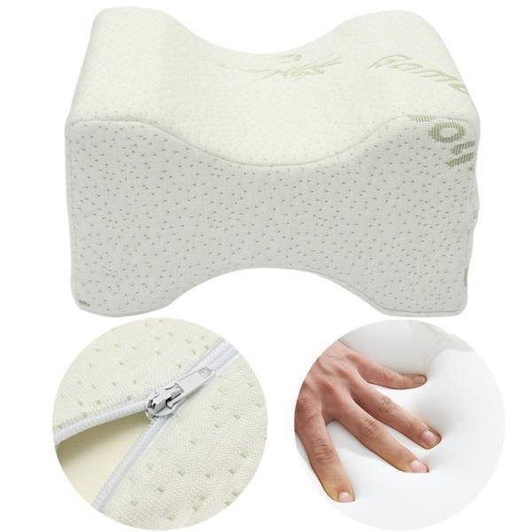 Soft Memory Foam Leg Knee Pillow White Bamboo Fiber Cover Back Aches Night Bed Pillow - MRSLM