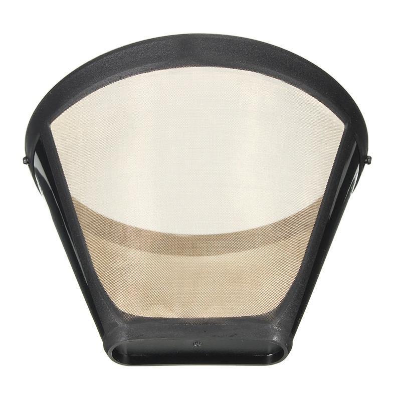 Permanent Reusable #4 Cone Shape Coffee Filter Mesh Basket Gold Tone Coffee Accessories - MRSLM