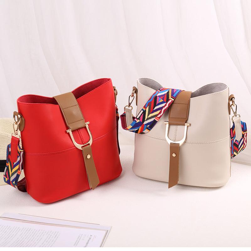 Bag 2021 female fashion color mosaic bucket bag shoulder bag with diagonal package bag manufacturers selling 8054 - MRSLM
