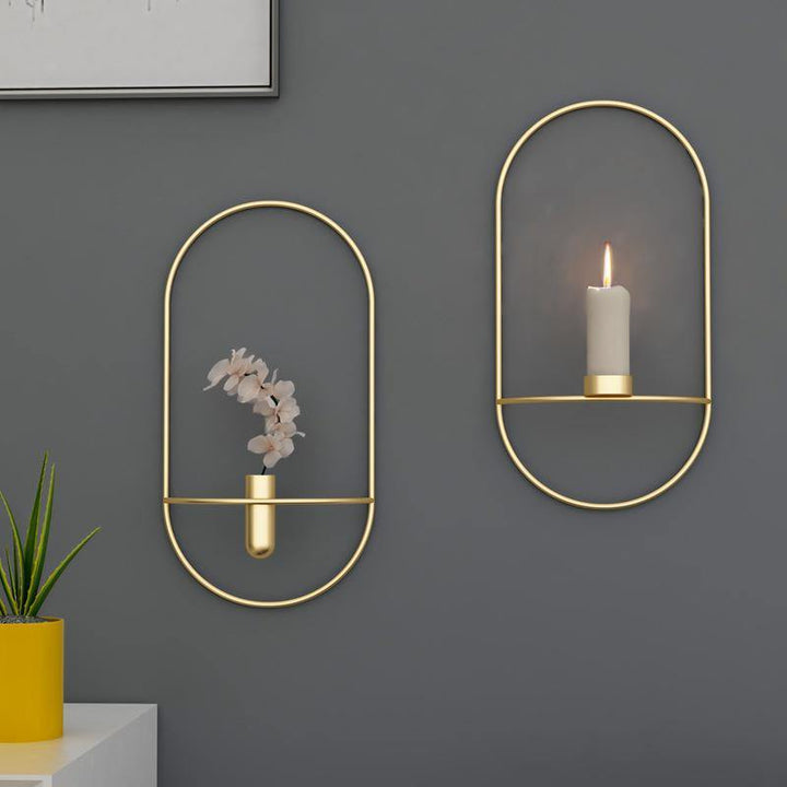 Wrought Iron Geometric Candle Holder Decoration Simple Living Room TV Cabinet Fashion Restaurant Creative Metal Crafts - MRSLM