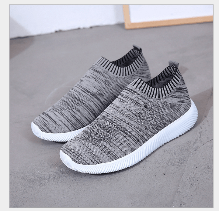 Spring new low help female flying woven mesh round head flat with single shoes deep mouth set foot comfortable flat bottom large code tide - MRSLM