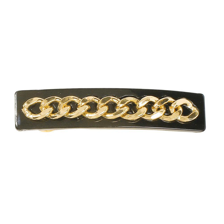 Trendy Geometric Black Resin Chain Hair Clip Metal Hollow Round Spiral Hair Clip - MRSLM