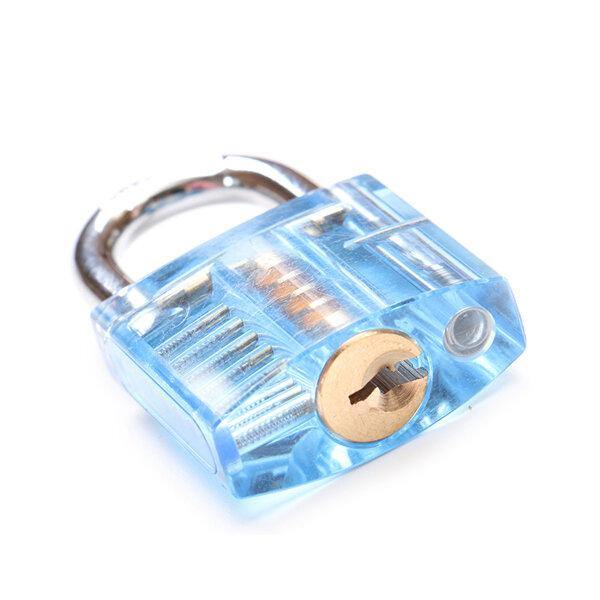 DANIU 5Pins Blue Transparent Pick Cutaway Visable Inside View Padlock Lock for Locksmith Practice Training - MRSLM