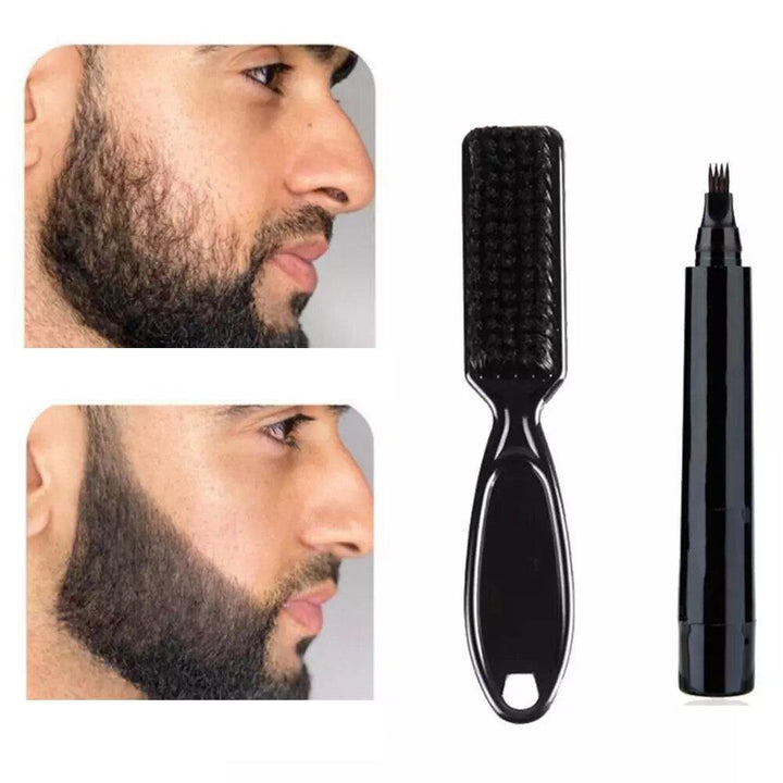 Beard Pen Beard Filler Pencil And Brush Beard Enhancer Waterproof Moustache Coloring Shaping Tools Hair Pencil - MRSLM