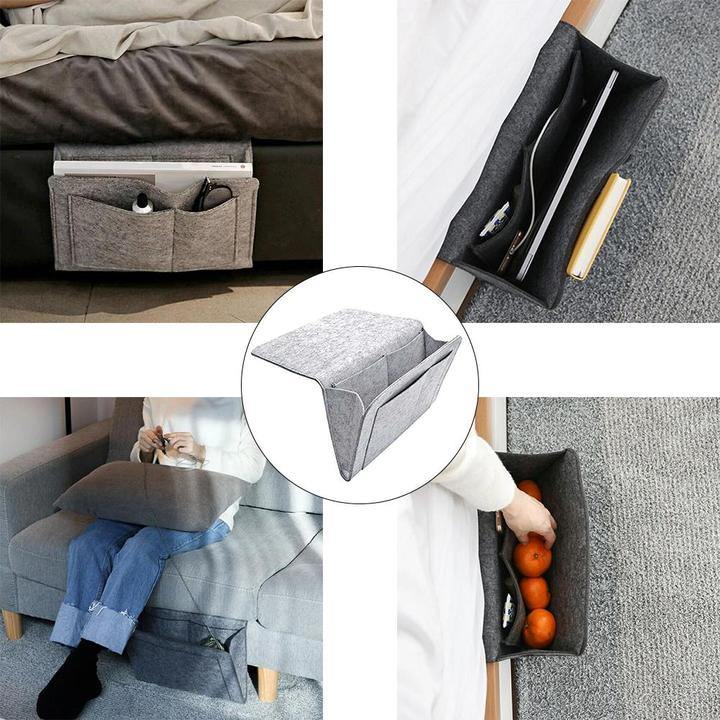 Bed Storage Bag with Pocket Felt Bedside Hanger Table Sofa Bedroom Mattress Bedside Anti-slip Organizer Holders - MRSLM
