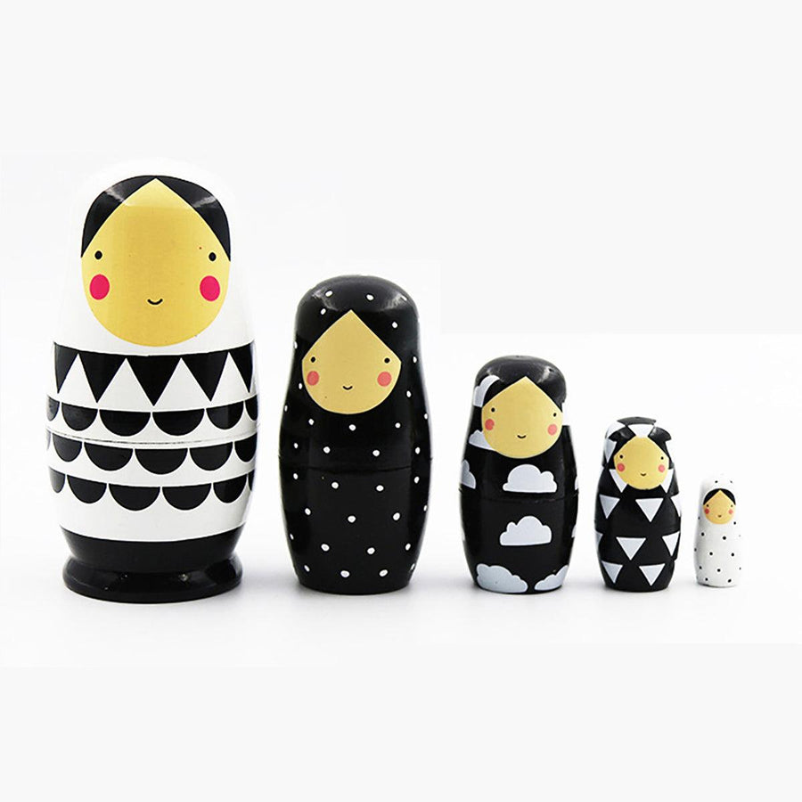 5pcs-Set Russian Nesting Dolls Wooden Stacking Toys Handmade Painted Figurines Home Decor for Girl Boy Birthday - MRSLM