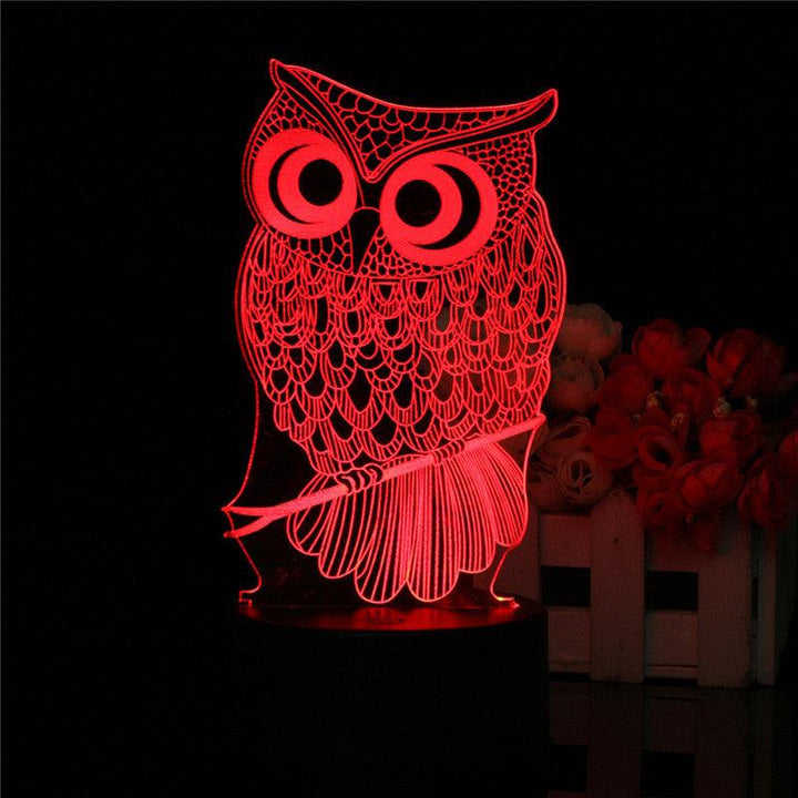 Owl 3D LED Color Change Night Light USB Charge Table Desk Lamp Decorations With Remote Controller - MRSLM