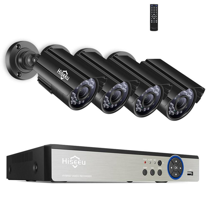 Hiseeu 8CH 5MP AHD DVR 4PCS CCTV Camera Security System Kit Outdoor Waterproof Video Surveillance 3.6mm Lens - MRSLM
