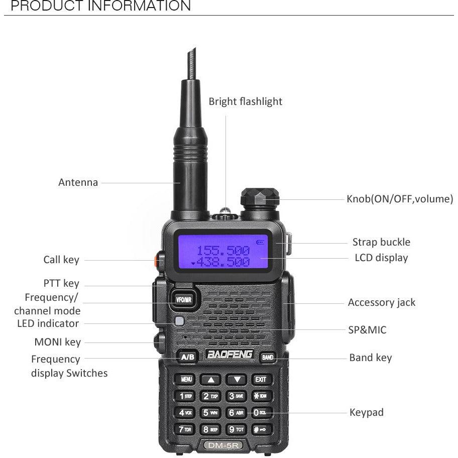 BAOFENG DM-5R Intercom Walkie Talkie DMR Digital Radio UV5R Upgraded Version VHF UHF 136-174MHZ/400-480MHZ - MRSLM