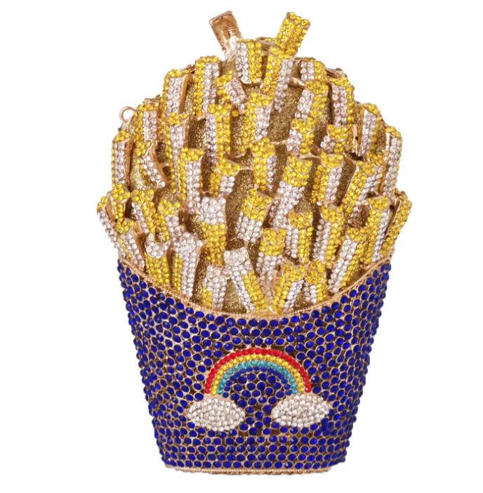 French fries rhinestone evening bag, view 21 - MRSLM