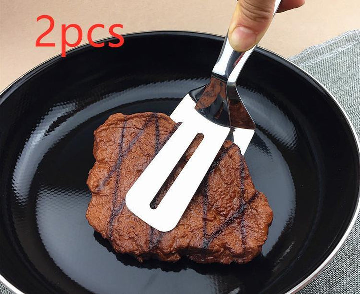 Stainless Steel Barbecue Tong Fried Steak Shovel Fried Fish Shovel BBQ Bread Clamp Kitchen Bread Meat Clamp - MRSLM