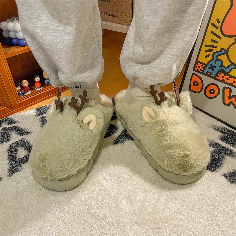 Two-wear One-word Slippers Men And Women Cotton Slippers - MRSLM