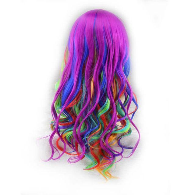 Rainbow Seven Color Mixed Wave Long Roll Gradient Wave Roll Cospaly Wig - MRSLM