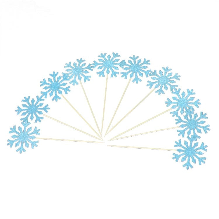 Glitter Snowflake New Year Party Cake Toppers 20 pcs Set