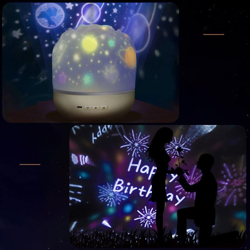 Music Projector Night Light with BT Speaker Chargeable Universe Starry Sky Rotate LED Lamp Colorful Flashing Star - MRSLM