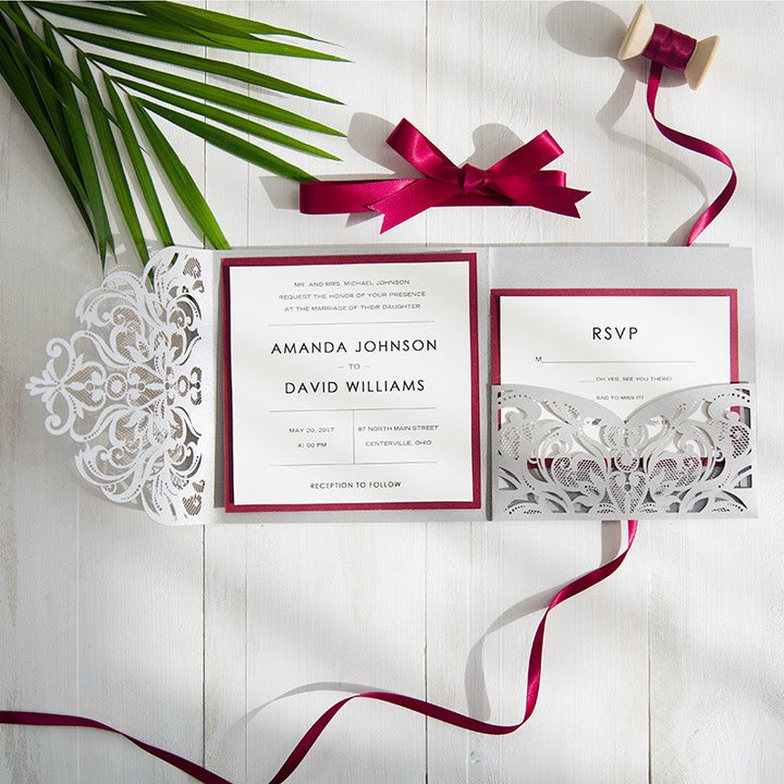 Square Paper Wedding Invitation Cards With Envelopes