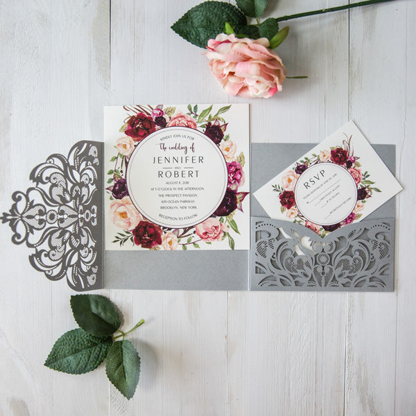Square Paper Wedding Invitation Cards With Envelopes