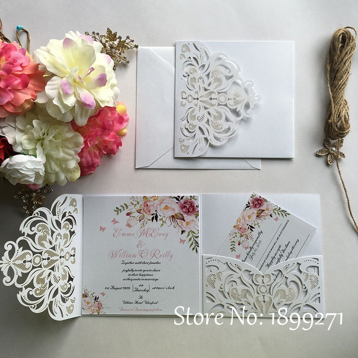 Square Paper Wedding Invitation Cards With Envelopes