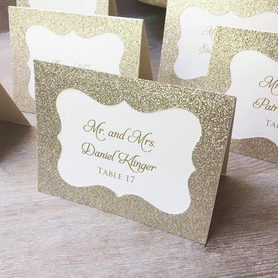 Glittered Table Card for Wedding Party