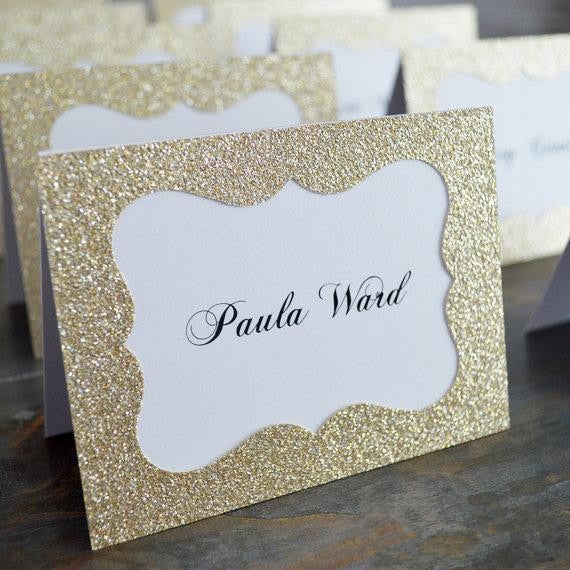 Glittered Table Card for Wedding Party