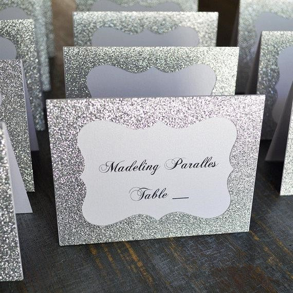 Glittered Table Card for Wedding Party