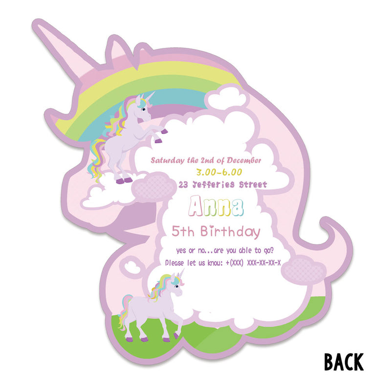 rainbow unicorn invitation cards, view 3 - MRSLM