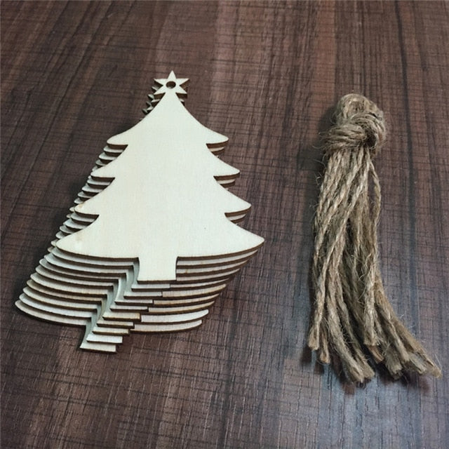 Wooden Christmas Tree Hanging Pendants Set