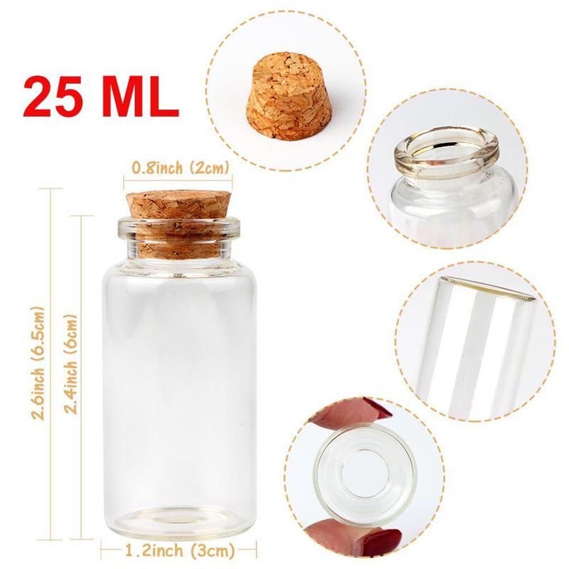 mini clear glass bottles with cork, view 5 - MRSLM