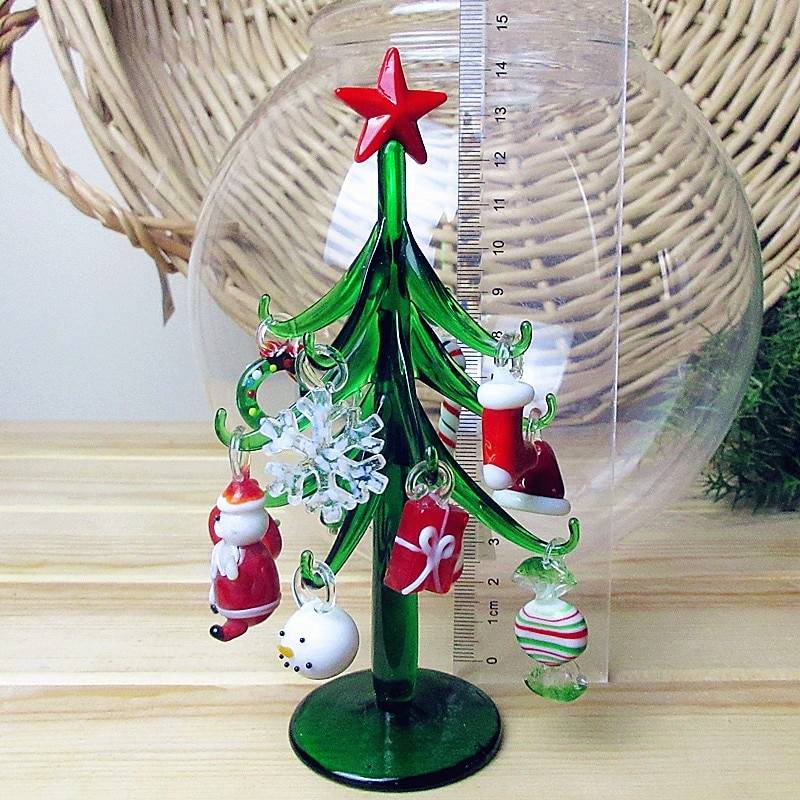 Glass Tree Plant Christmas Decoration Figurine