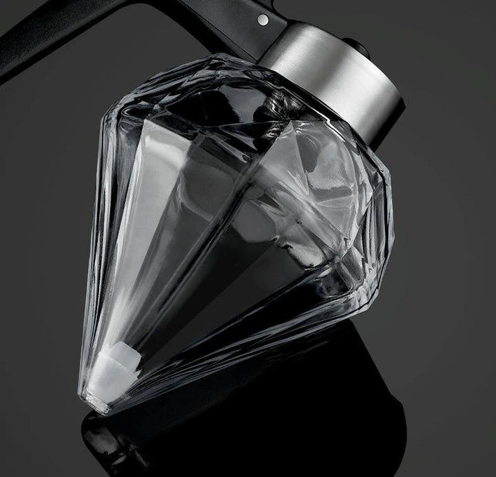 Oil Dispenser Diamond Shaped Glass Oil Bottle Kitchen Push Design Seasoning Bottle (Black) - MRSLM