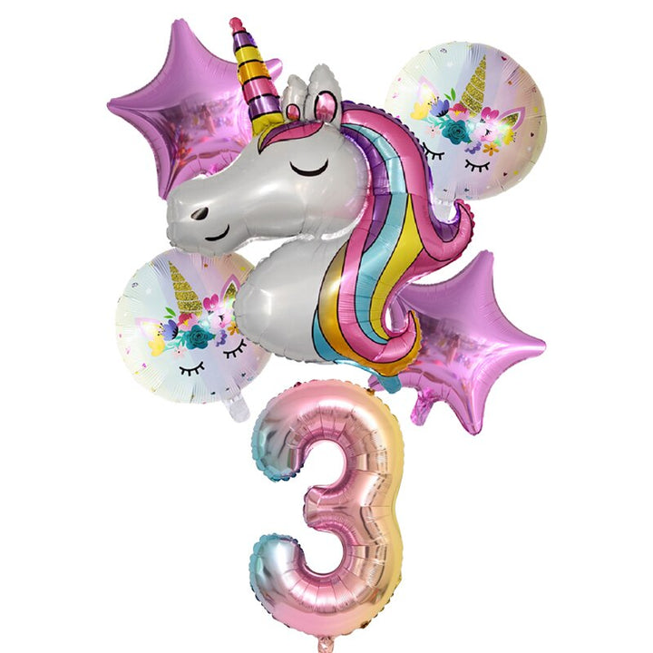 Rainbow Unicorn Balloons 6 pcs/Set