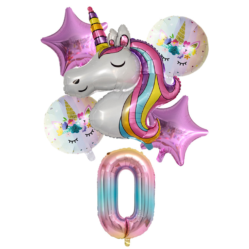 Rainbow Unicorn Balloons 6 pcs/Set