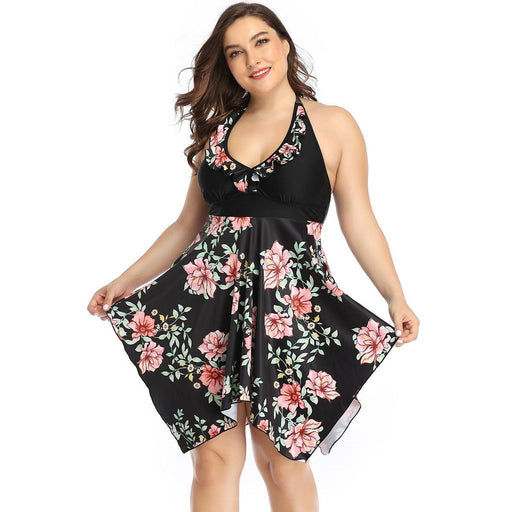 plus size printed split skirt, view 4 - MRSLM