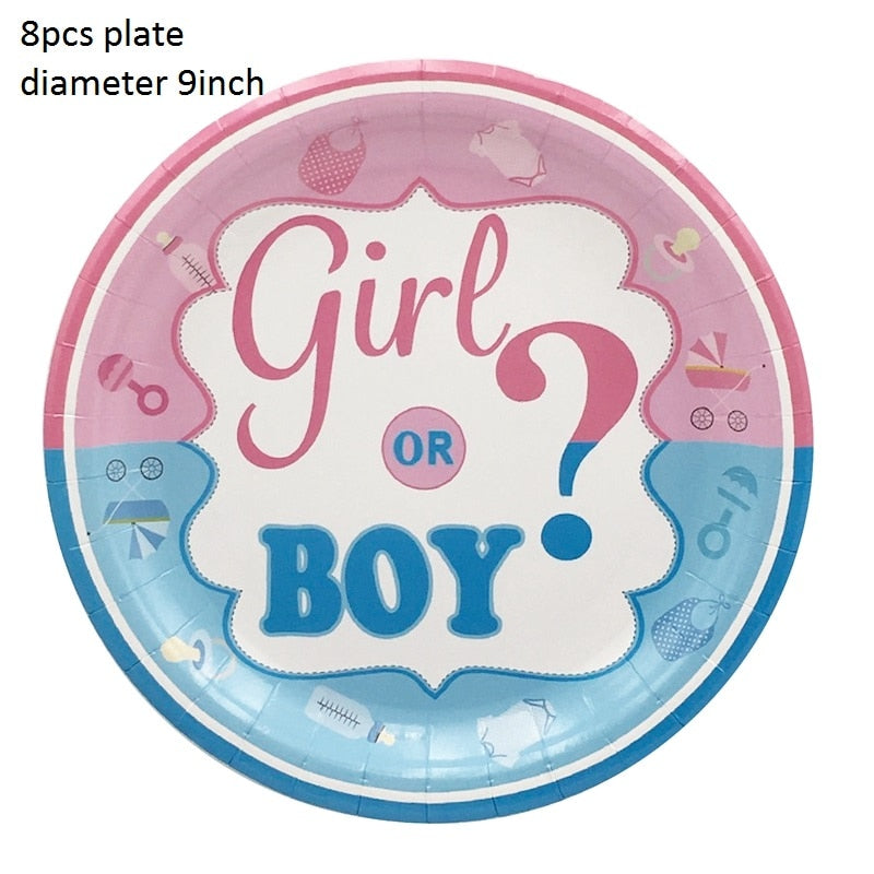 gender reveal party tableware set, view 9 - MRSLM